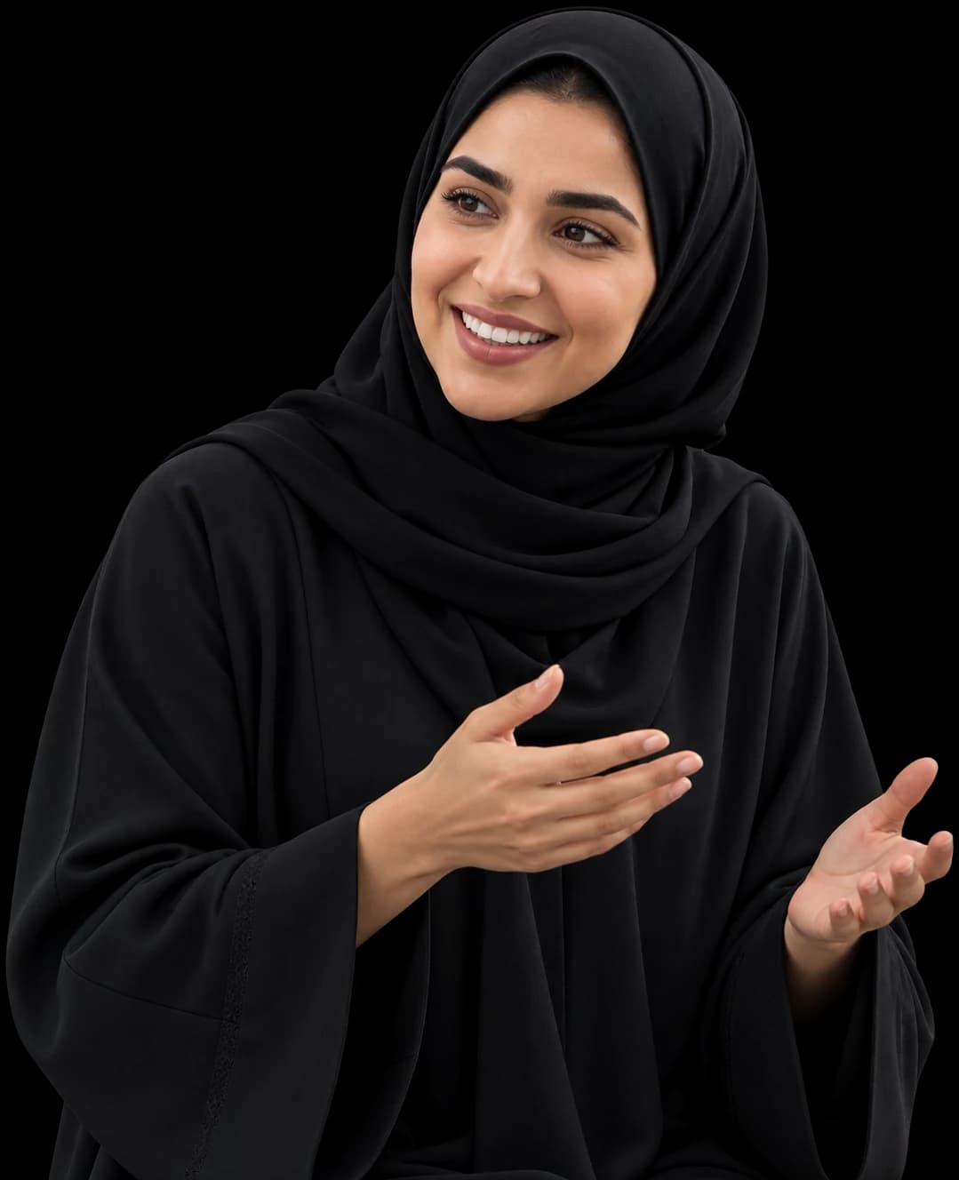 Emirati relationship manager speaking with a client